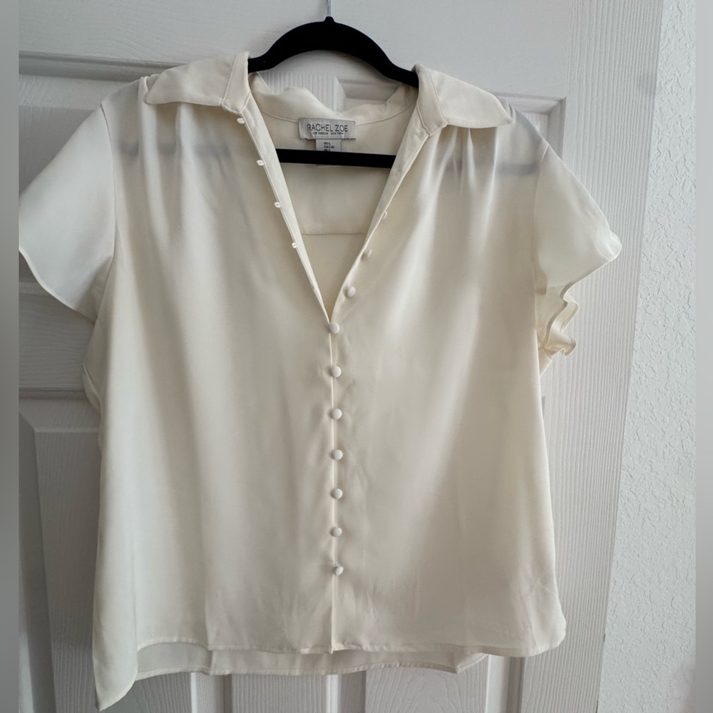 Rachel Zoe Cream Button-Up Blouse